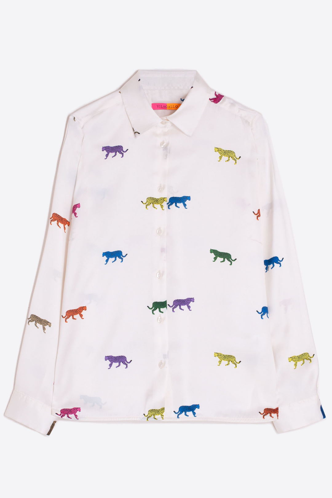 Vilagallo Shirt White Multi Leopard Print 31703 - Olivia Grace Fashion