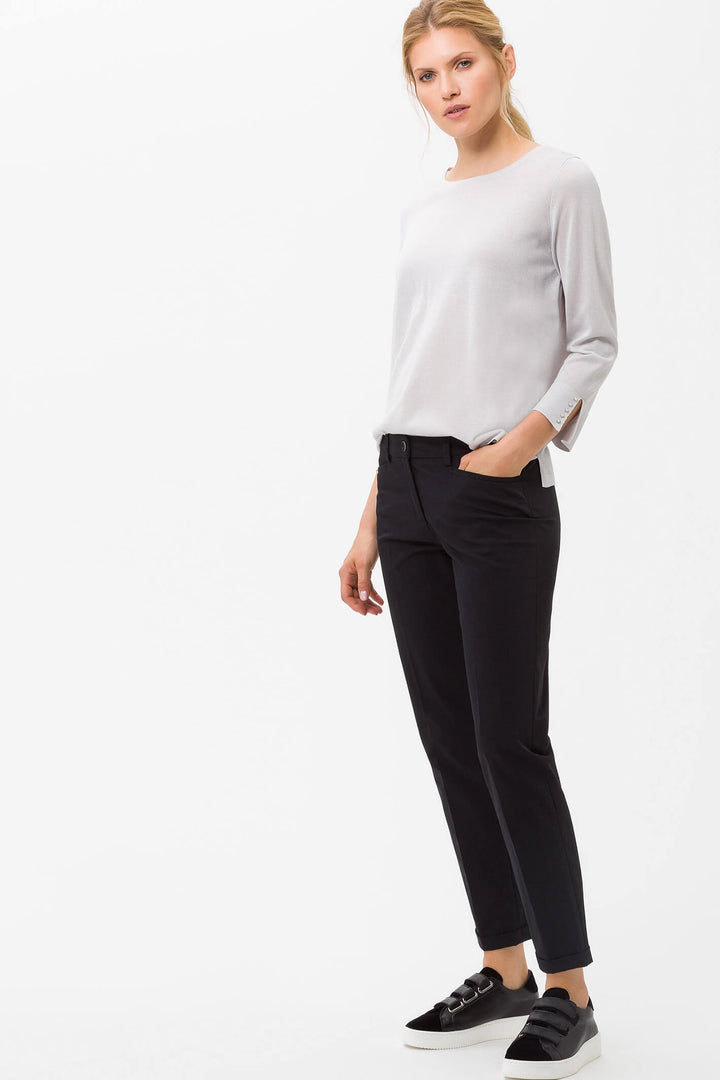 Brax Maron 70-5400-02 Black Turn Up Trousers - Olivia Grace Fashion