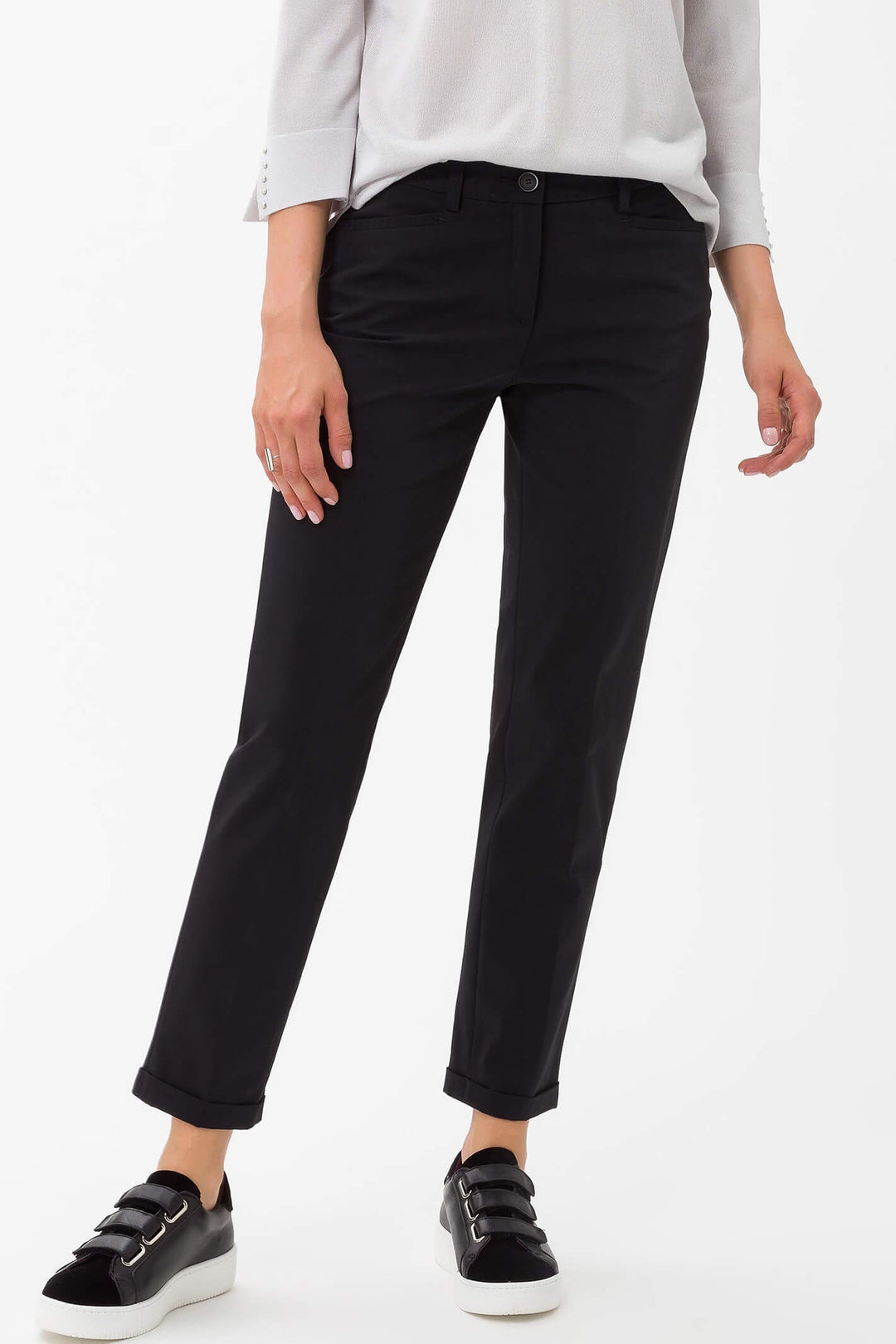 Brax Maron 70-5400-02 Black Turn Up Trousers - Olivia Grace Fashion