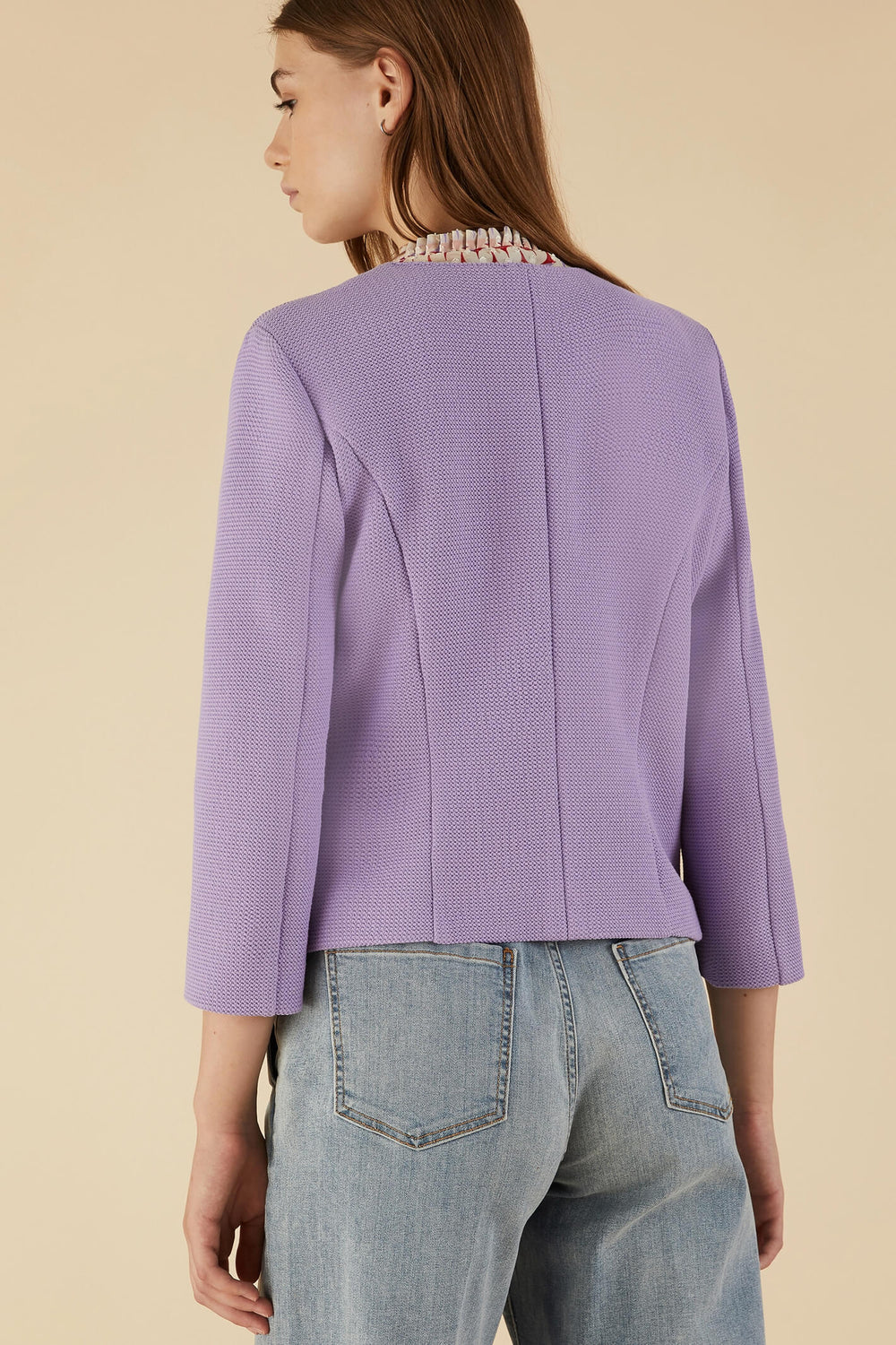 Emme Cuscus 2350410335200 Lilac Round Neck Jacket - Olivia Grace Fashion
