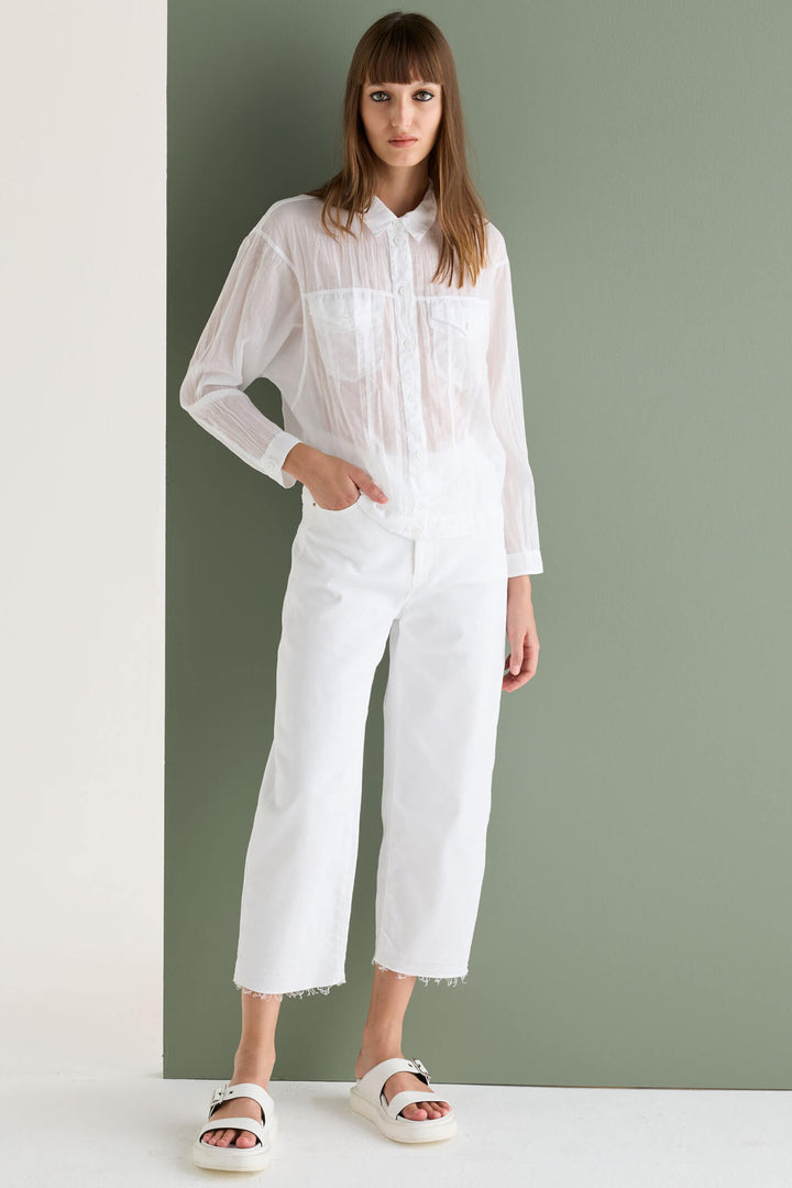 European Culture 775U-7504-1101 Optical White Shirt - Olivia Grace Fashion