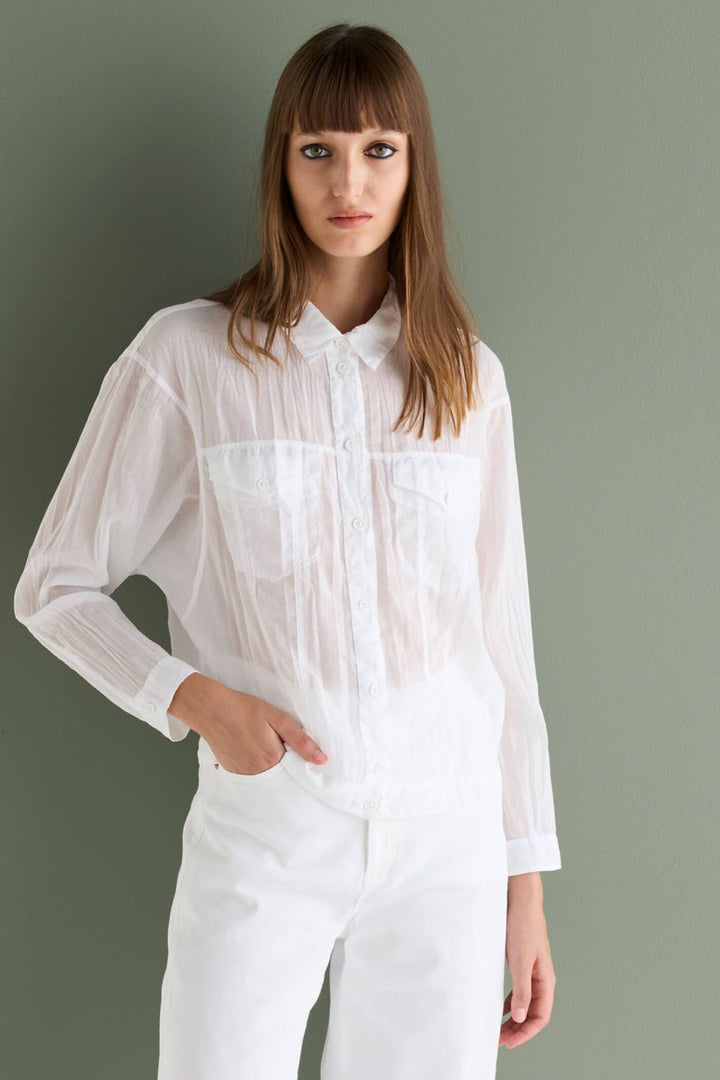 European Culture 775U-7504-1101 Optical White Shirt - Olivia Grace Fashion
