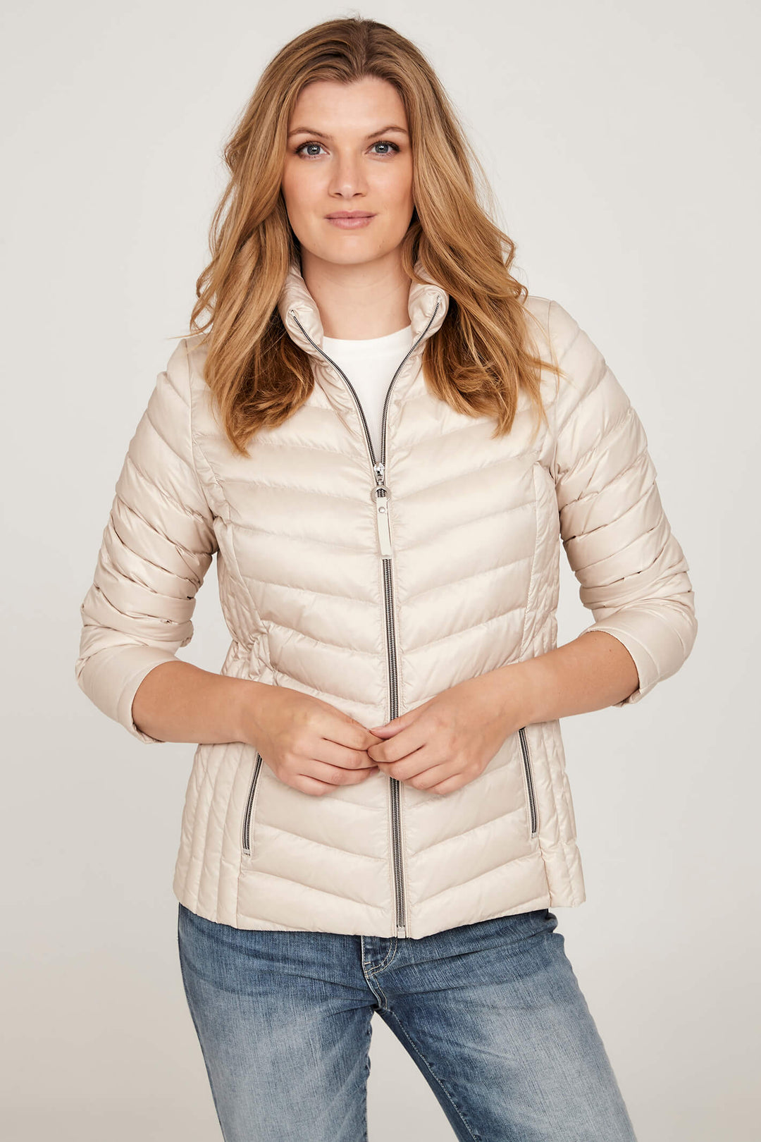 Frandsen 628-588-11 Cream Padded Jacket - Olivia Grace Fashion
