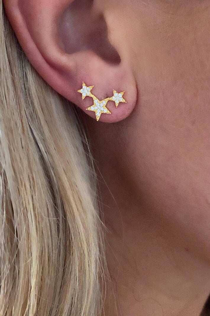 iCandi Rocks 3 Star Stud Gold - Olivia Grace Fashion