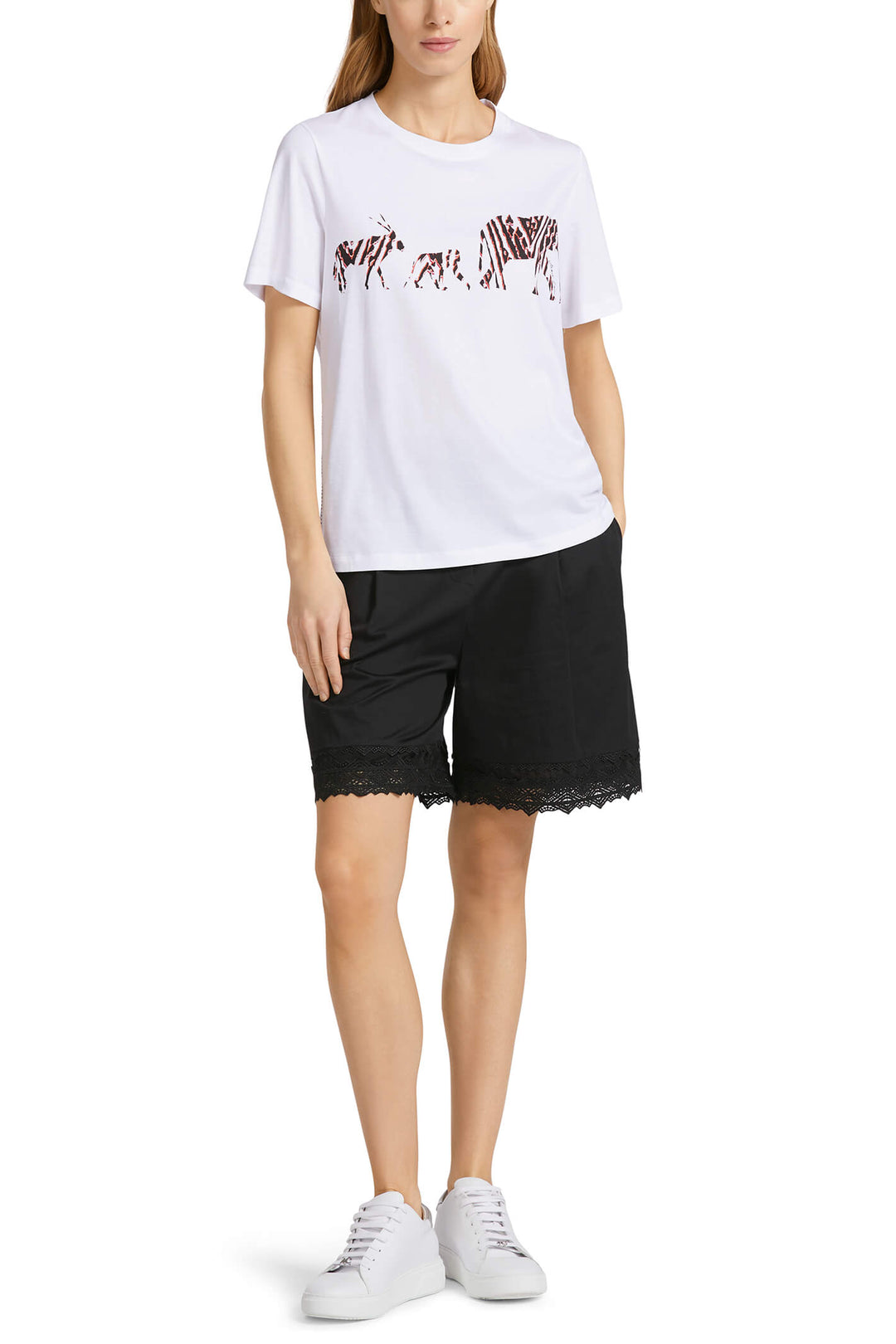 Marc Cain Collection UC 48.10 J81 White African Fairy Tale Motif T-Shirt - Olivia Grace Fashion