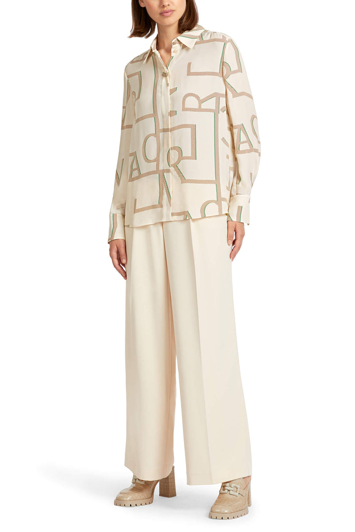 Marc Cain Collection UC 51.20 W38 Creme Motif Print Shirt - Olivia Grace Fashion
