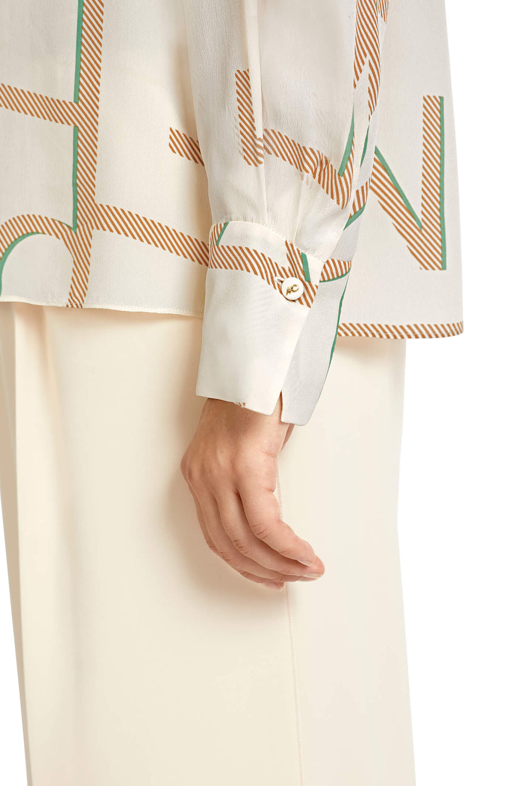 Marc Cain Collection UC 51.20 W38 Creme Motif Print Shirt - Olivia Grace Fashion