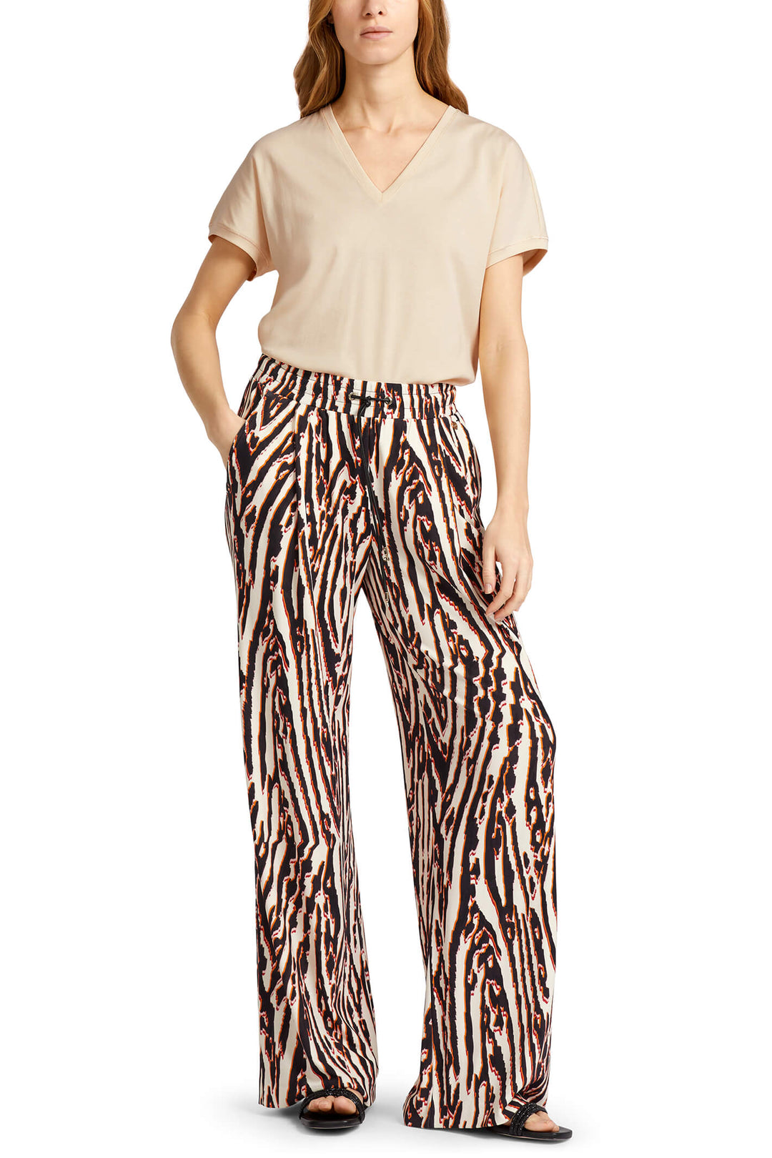 Marc Cain Collection UC 81.52 J73 Deep Red African Fairy Tale Trousers - Olivia Grace Fashion