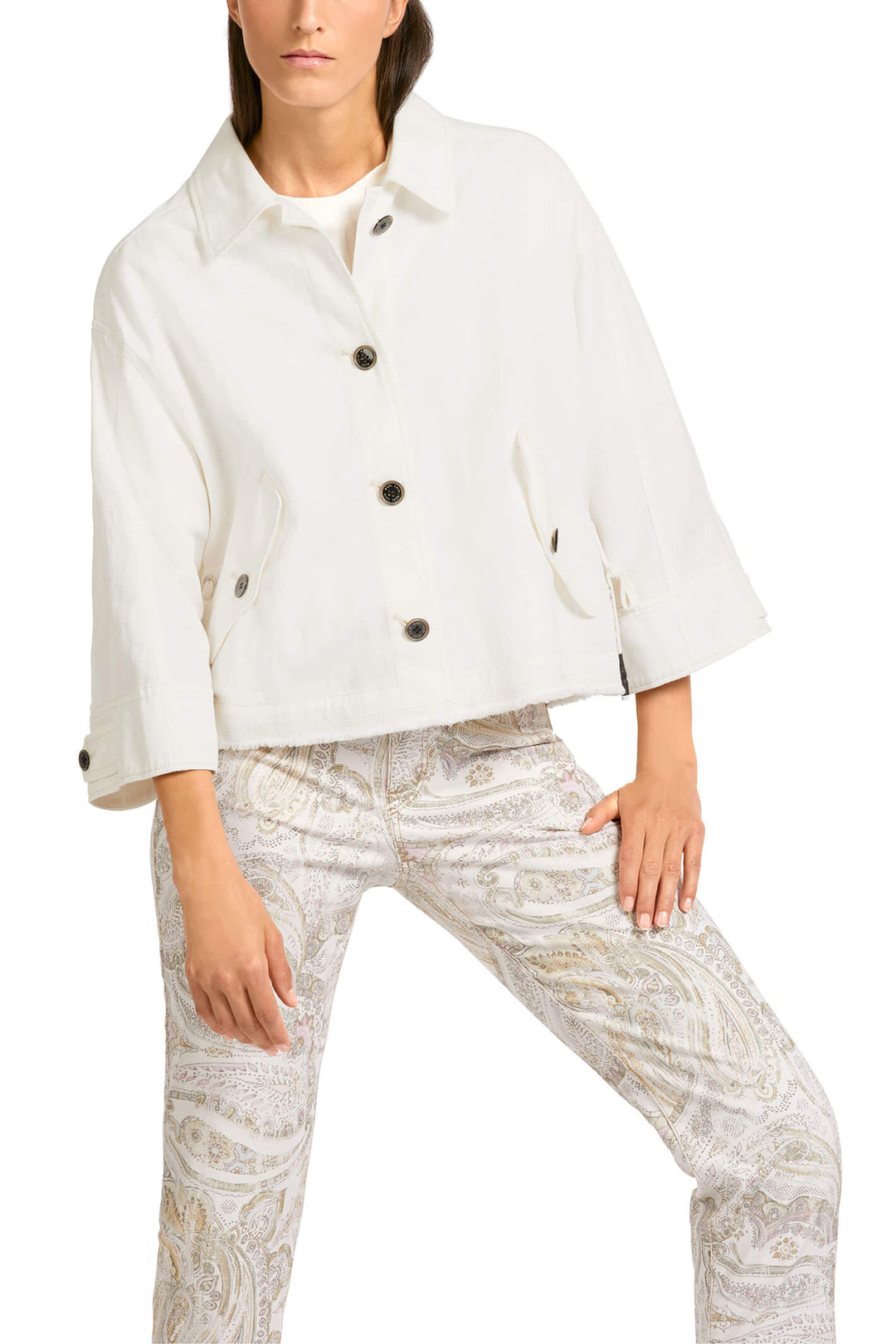 Marc Cain Sports US 31.20 W51 Off White Shirt Jacket - Olivia Grace Fashion