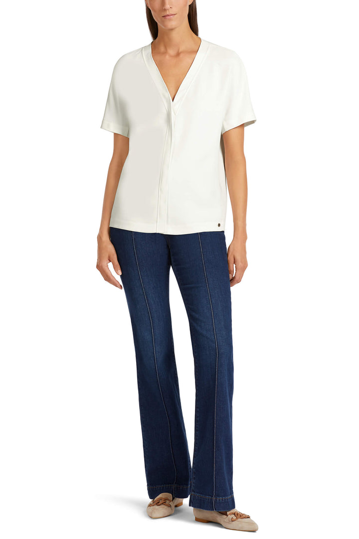 Marc Cain UA 55.05 W56 Cream Short Sleeved Blouse - Olivia Grace Fashion
