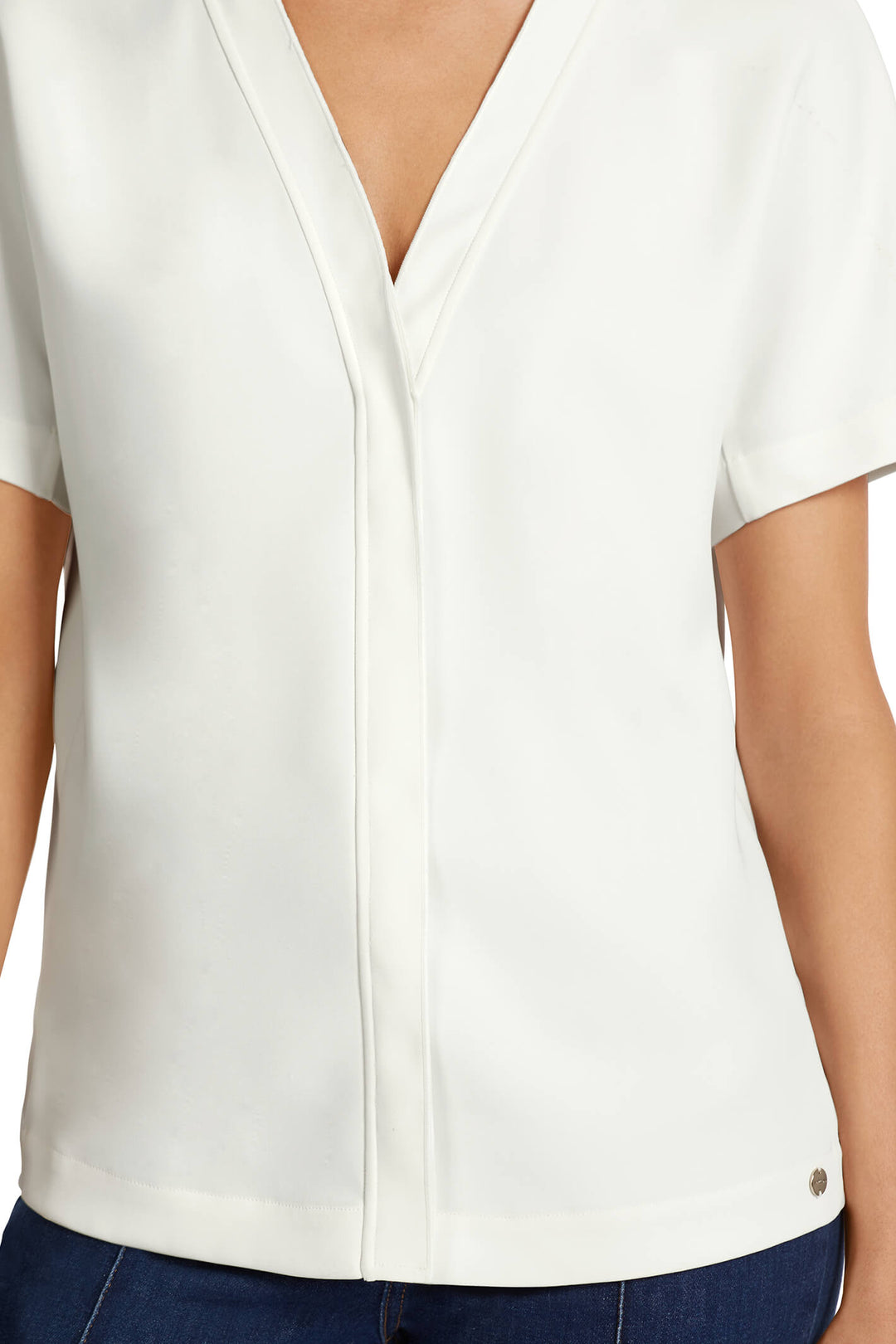 Marc Cain UA 55.05 W56 Cream Short Sleeved Blouse - Olivia Grace Fashion