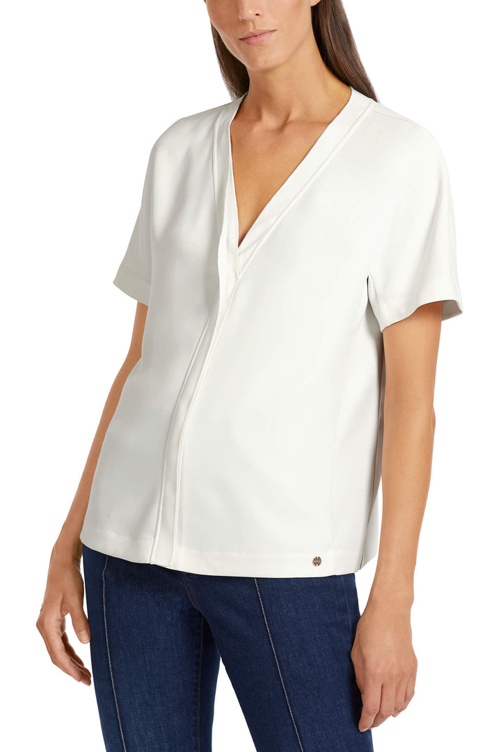 Marc Cain UA 55.05 W56 Cream Short Sleeved Blouse - Olivia Grace Fashion