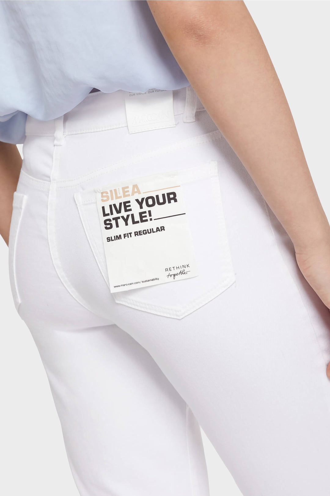 Marc Cain UP 82.03 D50 White Silea 5-Pocket Vintage Look Jeans - Olivia Grace Fashion