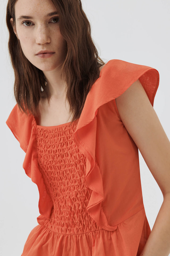 Marella Artemio 31610622200 Orange Ruffle Top - Olivia Grace Fashion