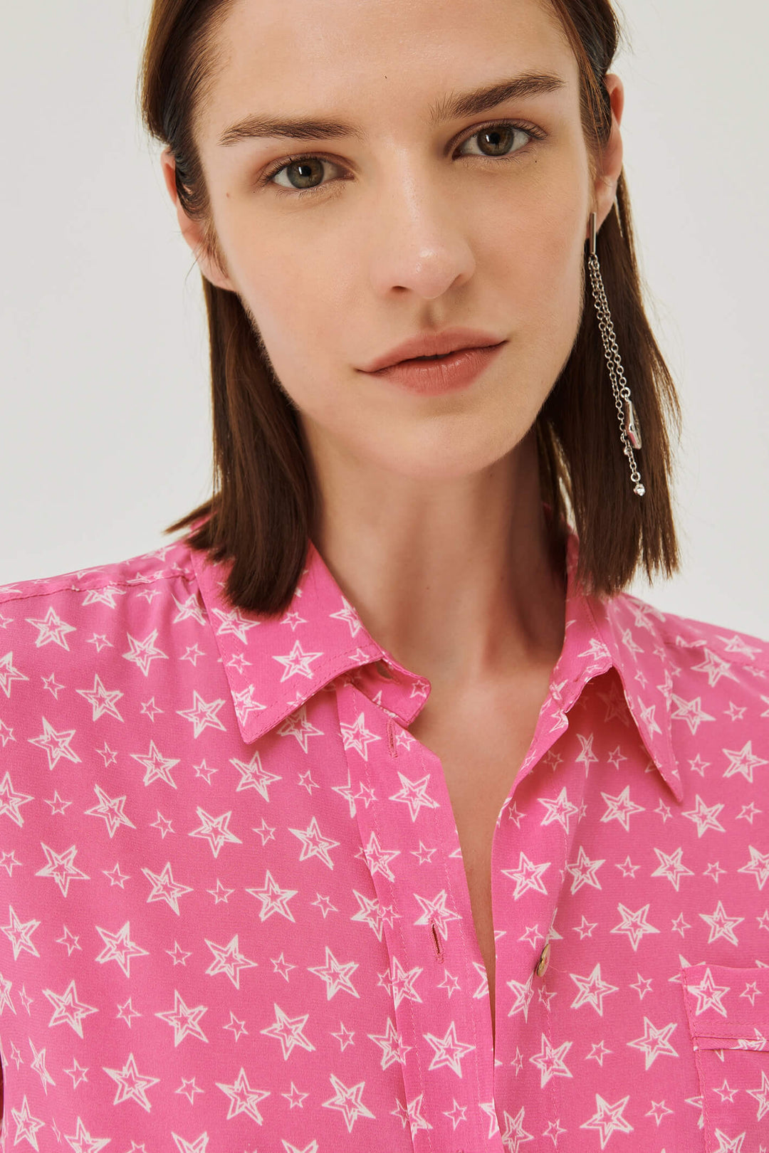 Marella Dalia 2331110434200 Shocking Pink Star Print Shirt - Olivia Grace Fashion