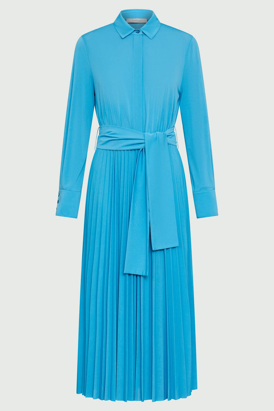 Marella Egadi 2336210231200 Turquoise Jersey Pleated Dress - Olivia Grace Fashion