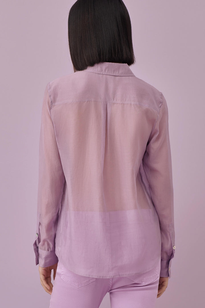 Marella Feltro 2331110335200 Lilac Muslin Organza-Look Long Sleeve Shirt - Olivia Grace Fashion