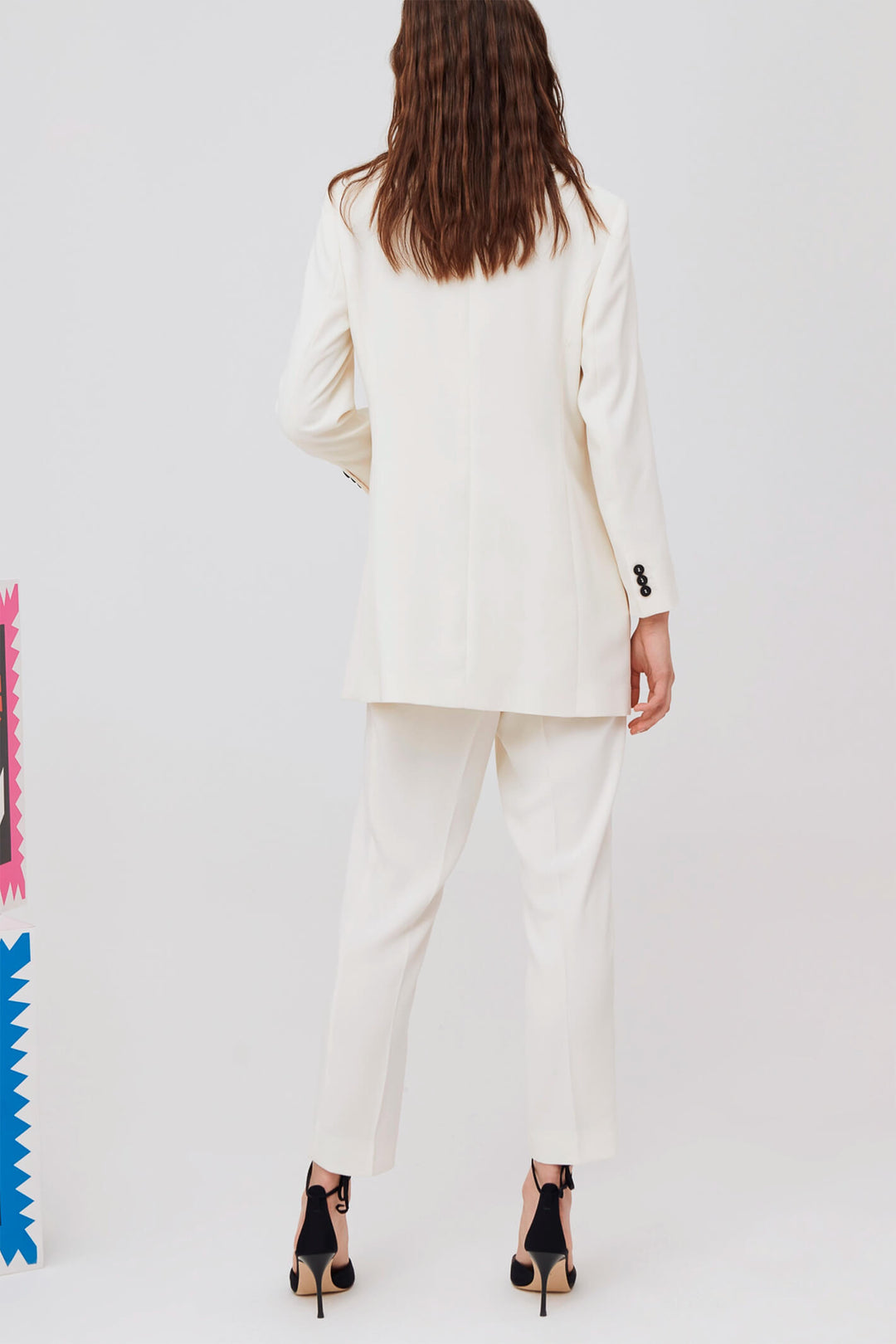 Marella Milla 30460423200 Wool White Single Button Long Blazer