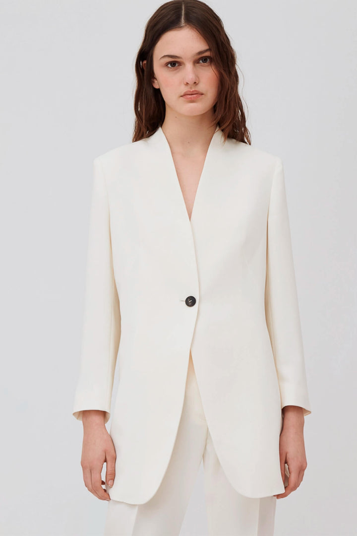 Marella Milla 30460423200 Wool White Single Button Long Blazer