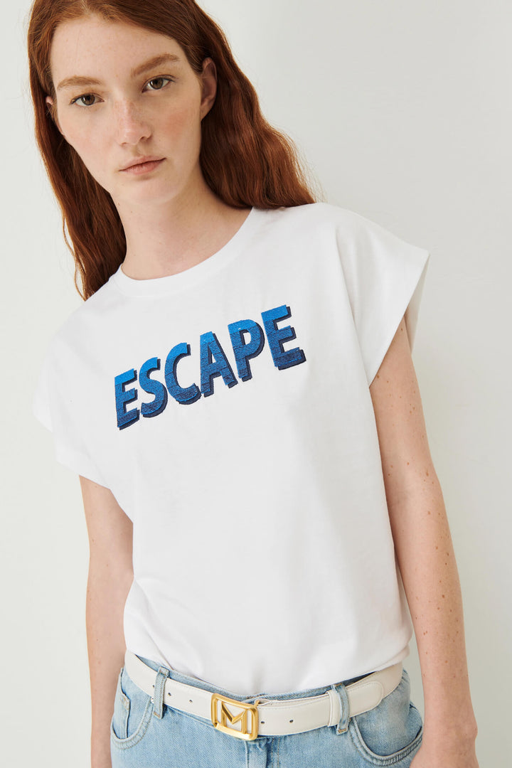 Marella Oxalis 2339710234200 White Print T-Shirt - Olivia Grace Fashion