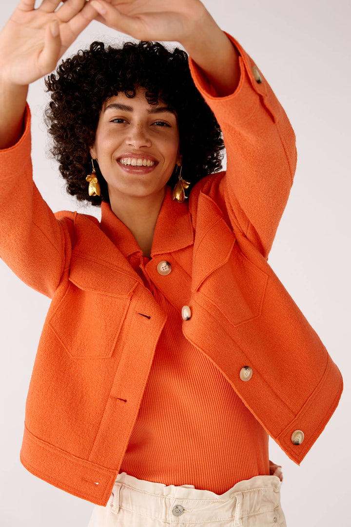 Oui 78167 Orange Wool Jacket - Olivia Grace Fashion