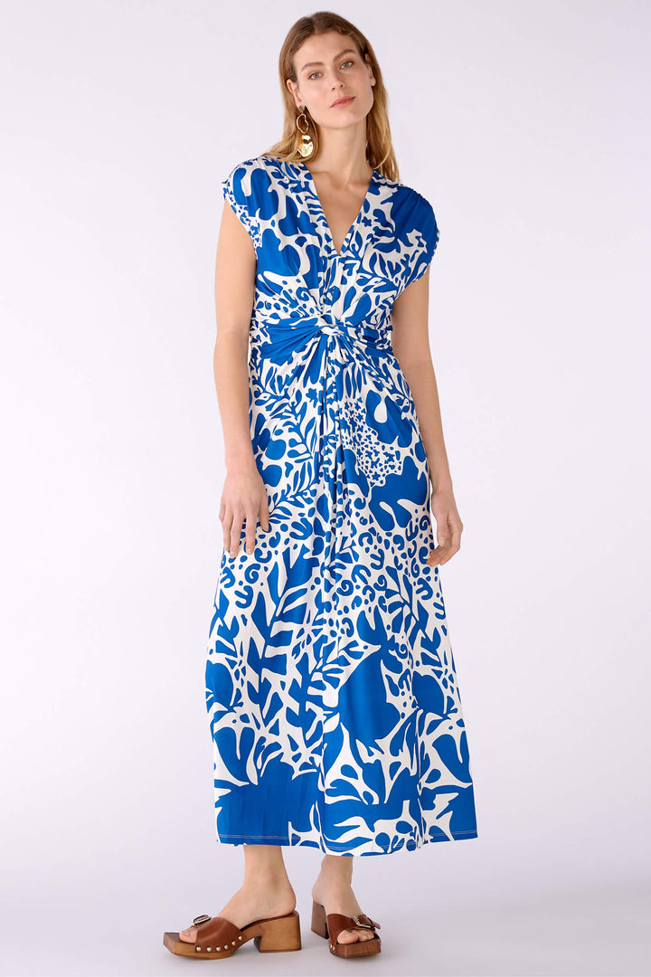 Oui 78549 Blue White Print Knot Front Dress - Olivia Grace Fashion