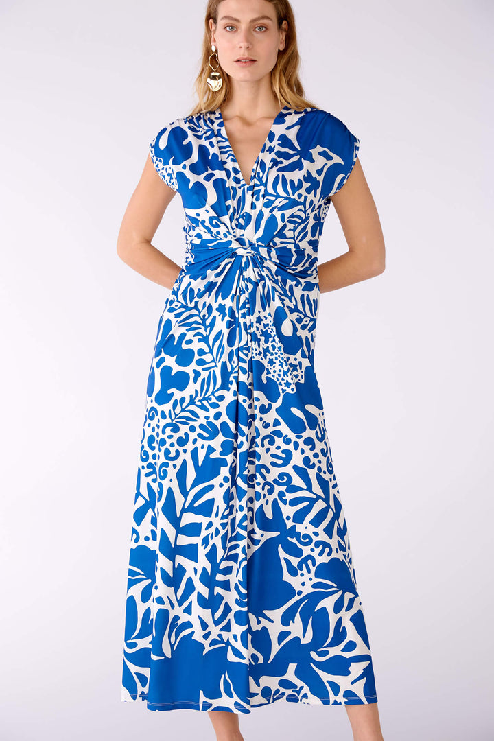 Oui 78549 Blue White Print Knot Front Dress - Olivia Grace Fashion