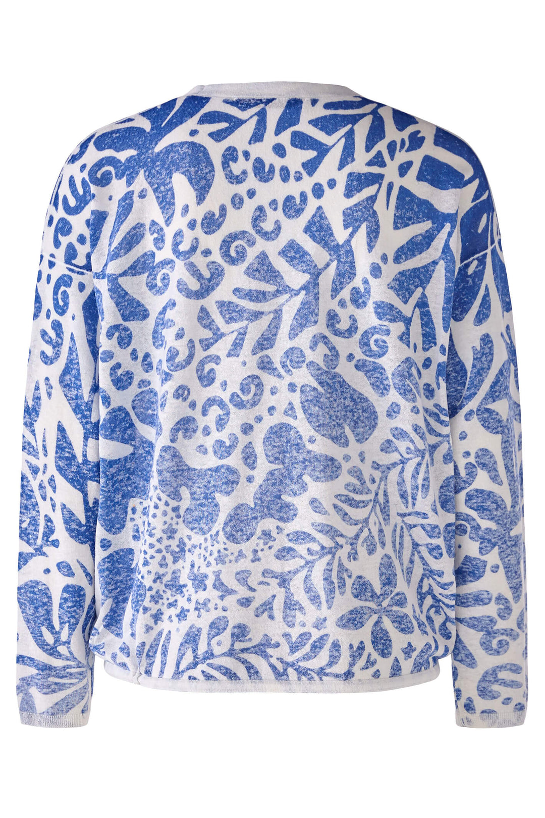Oui 78627 White Blue Print Cardigan - Olivia Grace Fashion
