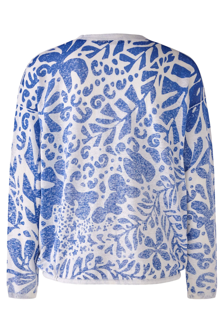 Oui 78627 White Blue Print Cardigan - Olivia Grace Fashion