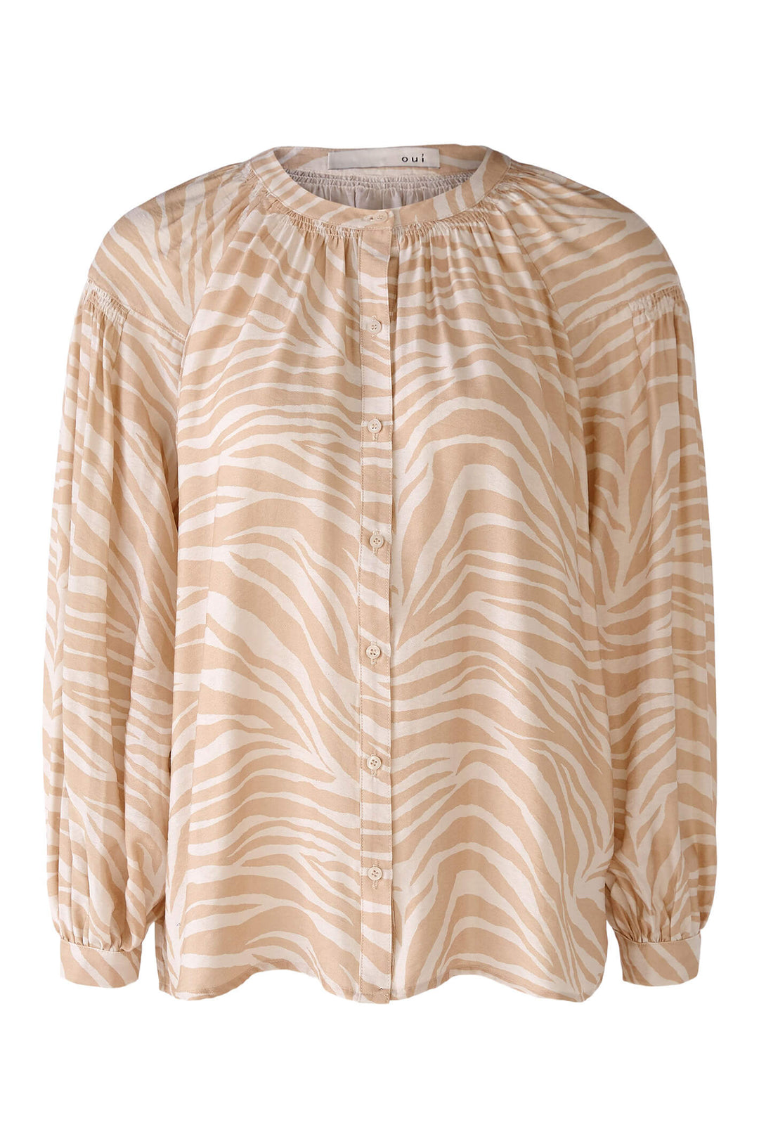 Oui 78686 Rose Camel Print Blouse Top - Olivia Grace Fashion