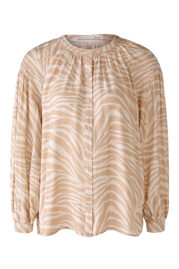 Oui 78686 Rose Camel Print Blouse Top - Olivia Grace Fashion