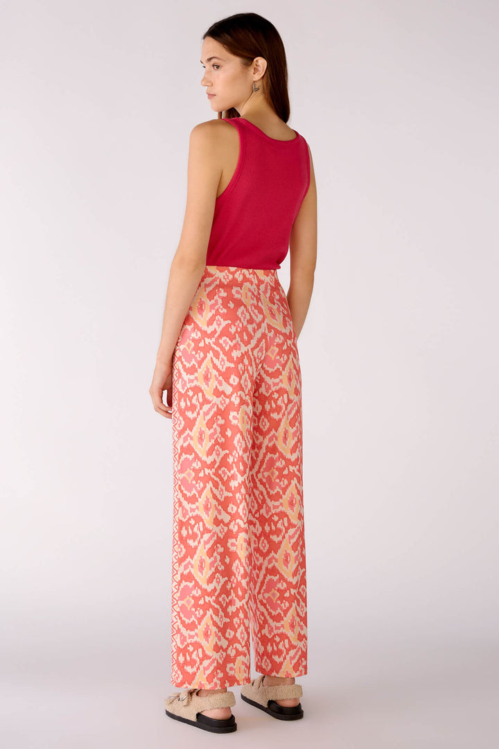 Oui 78725 Rose Orange Coral Print Trousers - Olivia Grace Fashion
