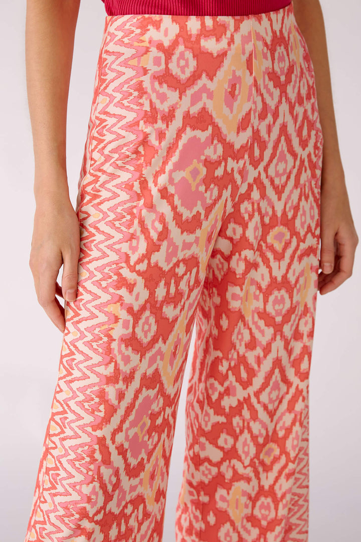 Oui 78725 Rose Orange Coral Print Trousers - Olivia Grace Fashion