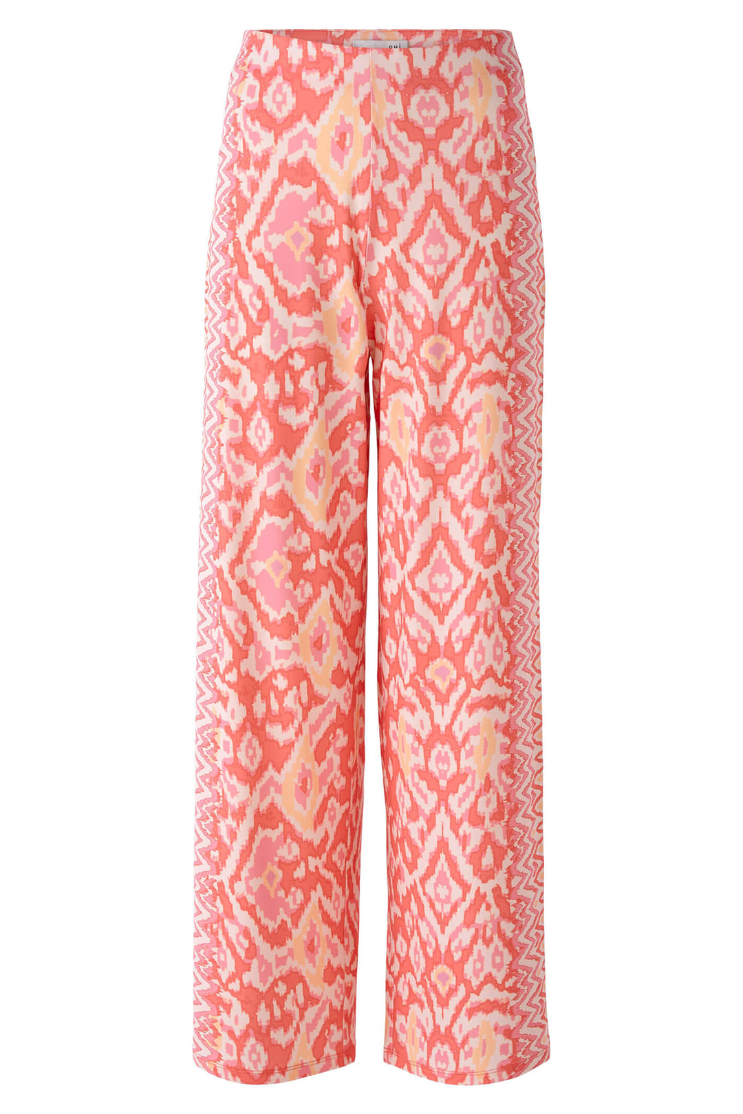 Oui 78725 Rose Orange Coral Print Trousers - Olivia Grace Fashion