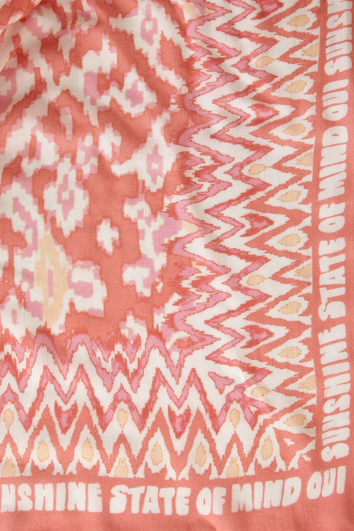 Oui 78805 Coral Print Tassle Scarf - Olivia Grace Fashion