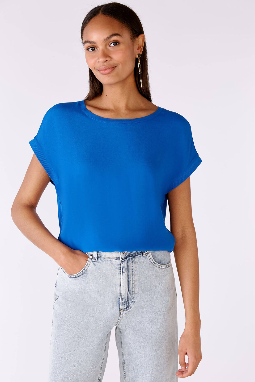 Oui 79015 Blue Lolite Short Sleeve Top - Olivia Grace Fashion