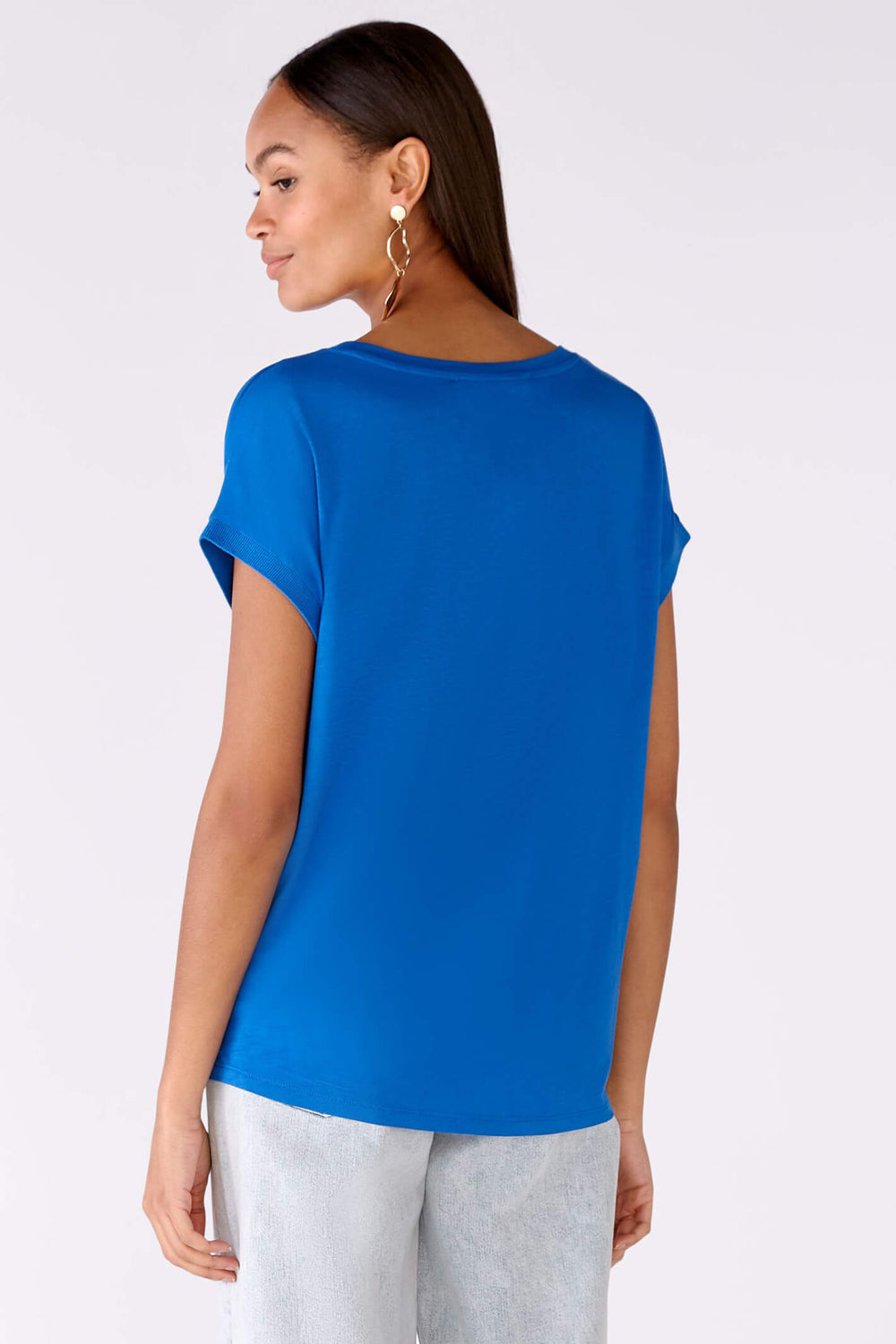 Oui 79015 Blue Lolite Short Sleeve Top - Olivia Grace Fashion