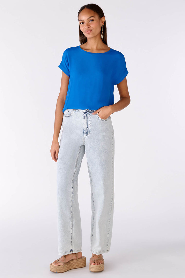 Oui 79015 Blue Lolite Short Sleeve Top - Olivia Grace Fashion