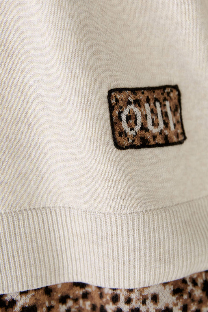 Oui 79518 White Camel Animal Print Edge Jumper - Olivia Grace Fashion