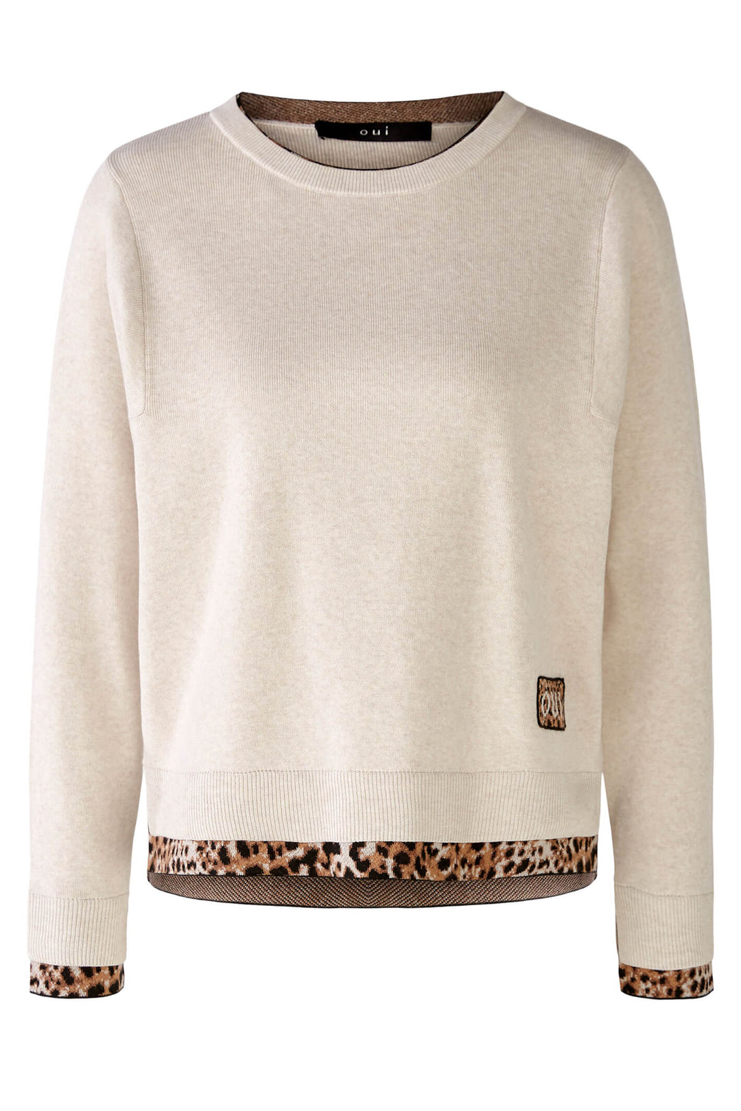 Oui 79518 White Camel Animal Print Edge Jumper - Olivia Grace Fashion