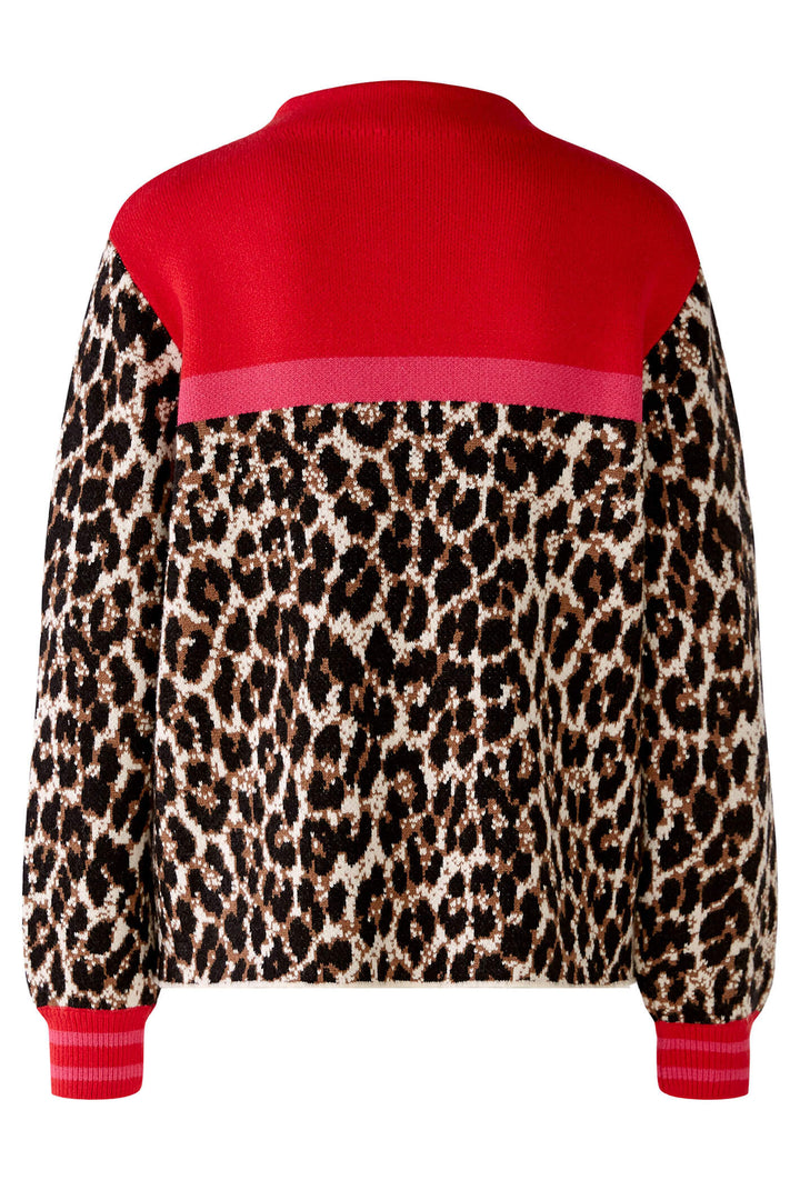 Oui 79599 Camel Red Animal Print Jumper - Olivia Grace Fashion