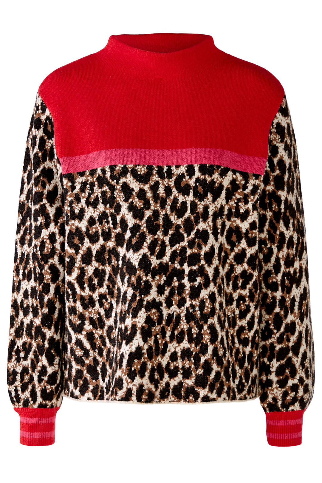 Oui 79599 Camel Red Animal Print Jumper - Olivia Grace Fashion