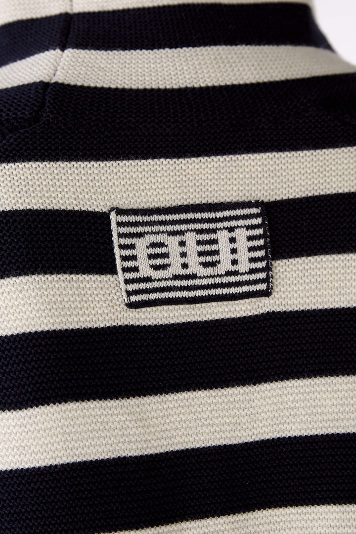 Oui 79895 Navy White Stripe Rollneck Jumper - Olivia Grace Fashion
