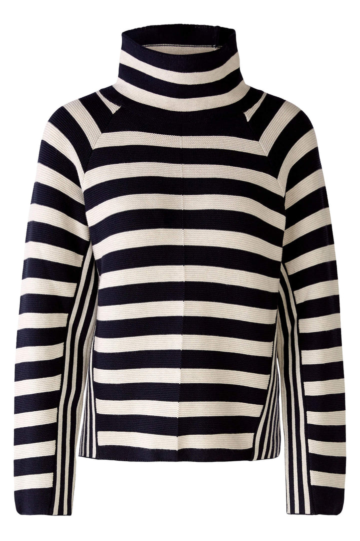 Oui 79895 Navy White Stripe Rollneck Jumper - Olivia Grace Fashion