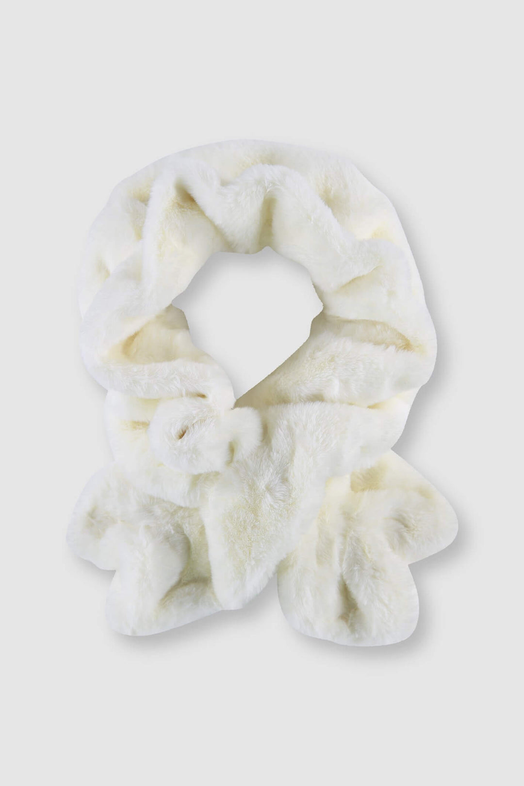 Rino & Pelle Ari White Faux Fur Ruffle Scarf - Olivia Grace Fashion