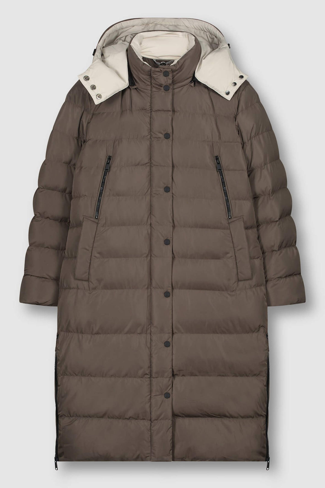 Rino & Pelle Jelco Taupe Padded Coat With Detachable Hood - Olivai Grace Fashion