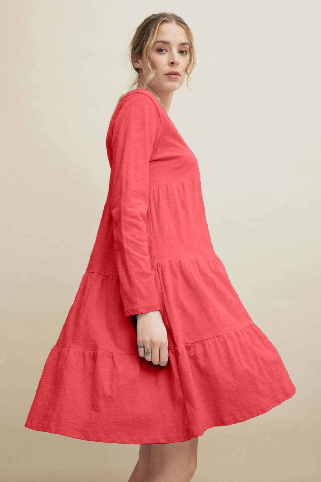 Uchuu CS22-009 Coral Tiered Dress - Olivia Grace Fashion