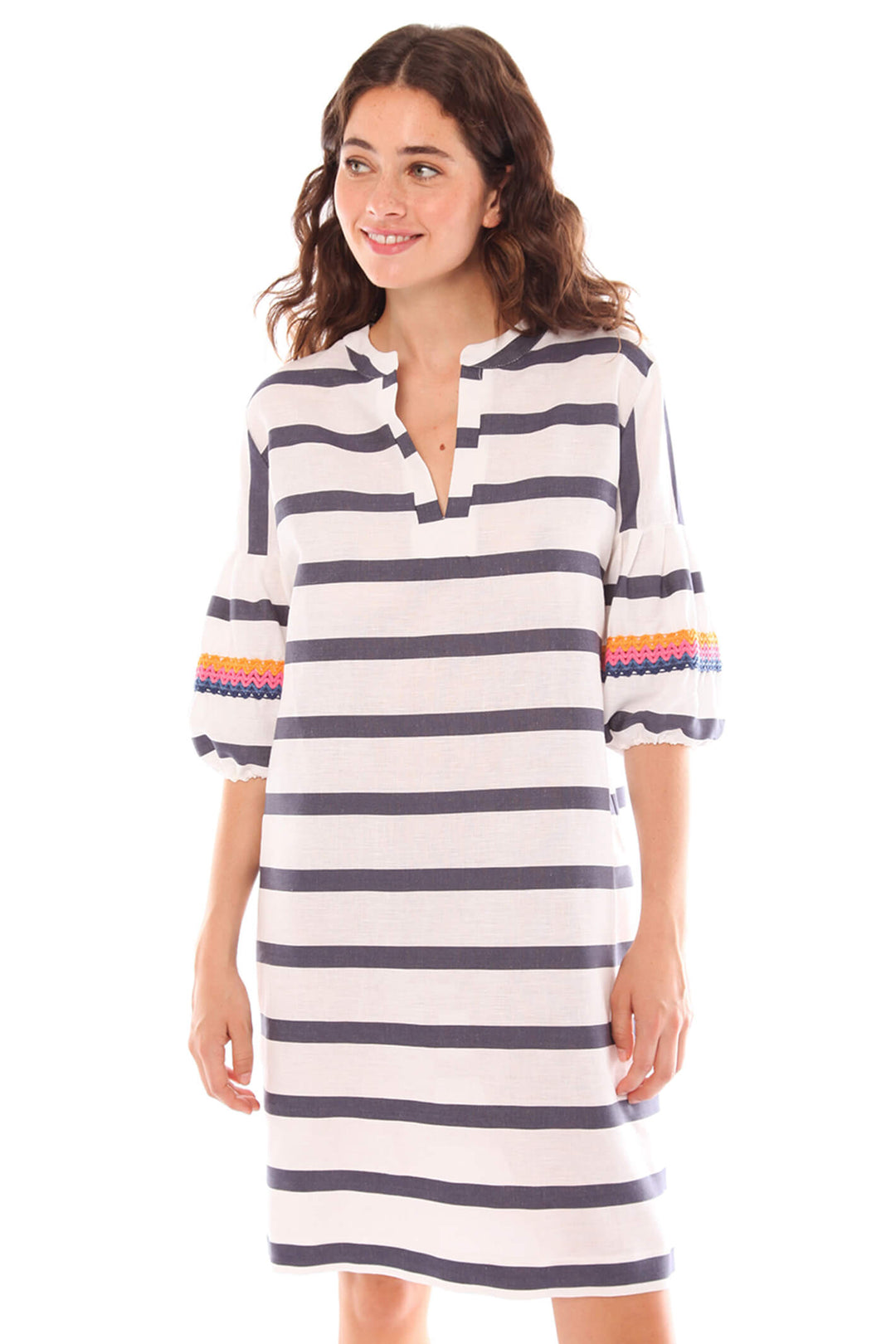 Vilagallo 30086 Navy Zara Striped Dress - Olivia Grace Fashion
