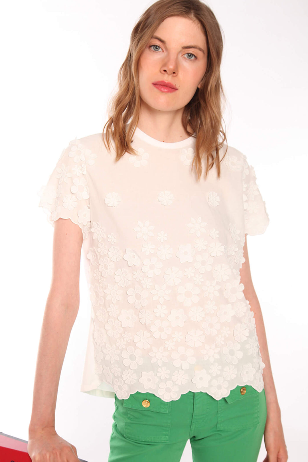 Vilagallo 30284 White Flower Top - Olivia Grace Fashion