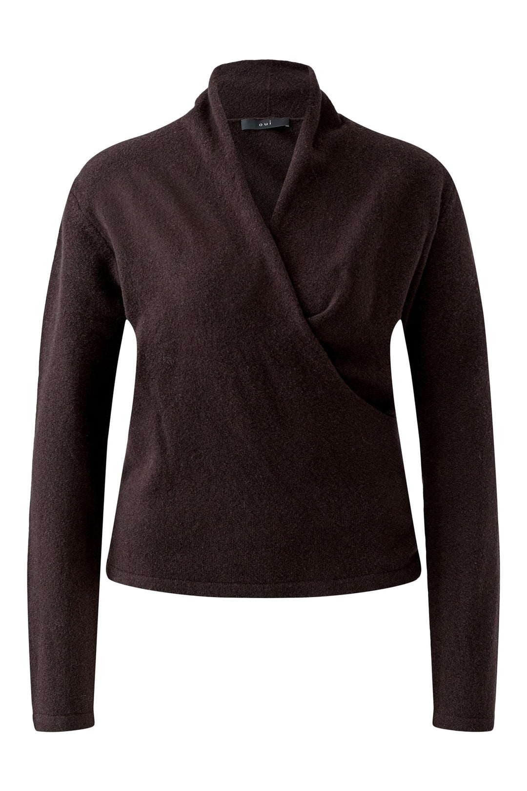 Oui Chocolate Torte Brown Wrap Neck Jumper - Olivia Grace Fashion